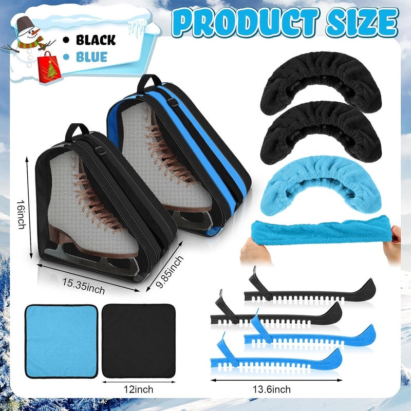 Liliful 8 Pcs Skate Guards Skate Blade Protector Covers Towel Ice Inline Bag Set Ice Guards for Adult Hockey Winter Supply - Image 2